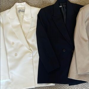 Bundle of 2 oversized double breasted Zara blazers, black and white, size small
